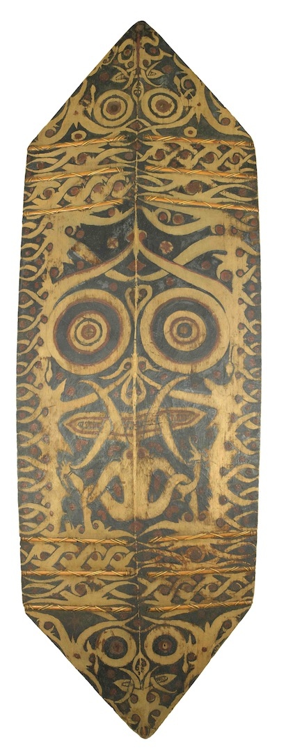 20: Wood/Pigments Headhunting Shield with Protective Motifs