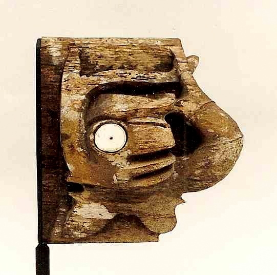 22: Pair of Wood Beam Finials with Archaic Aso Figures