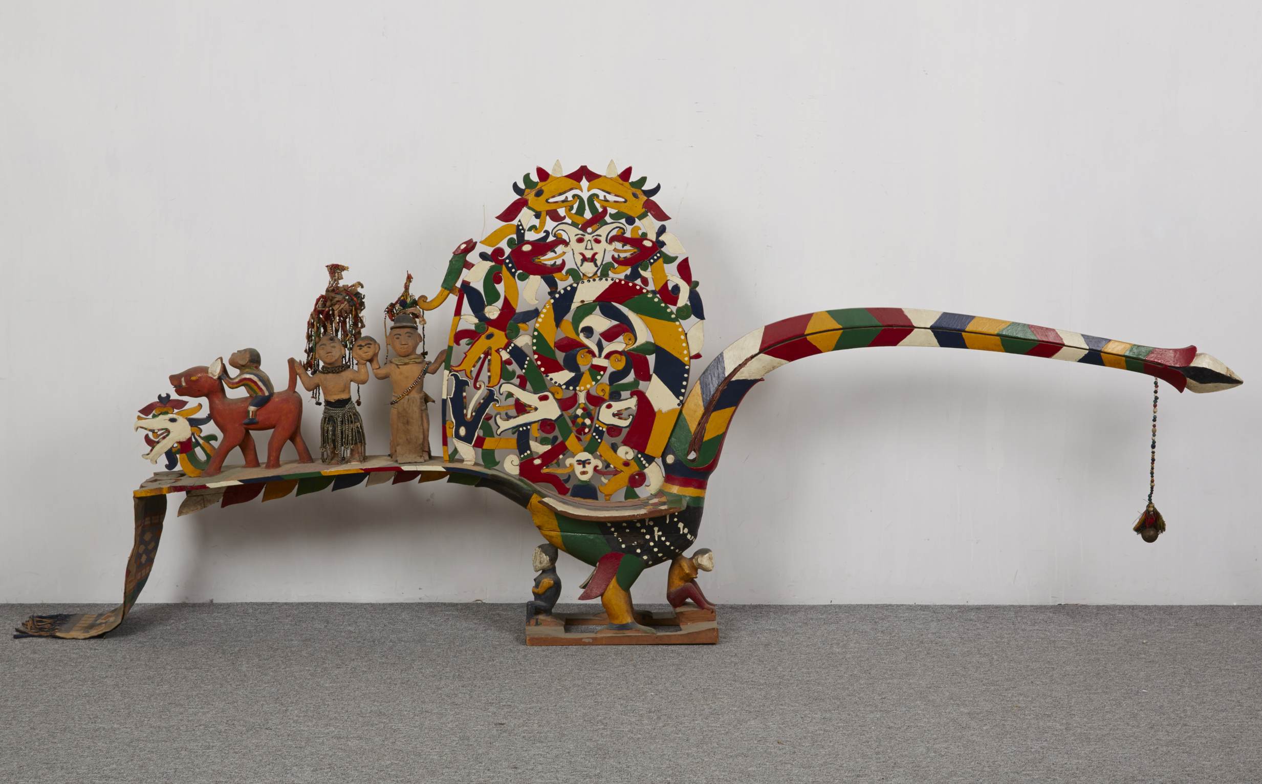 44: Wood/Pigments Ceremonial Hornbill Effigy (“Kenyalang”)