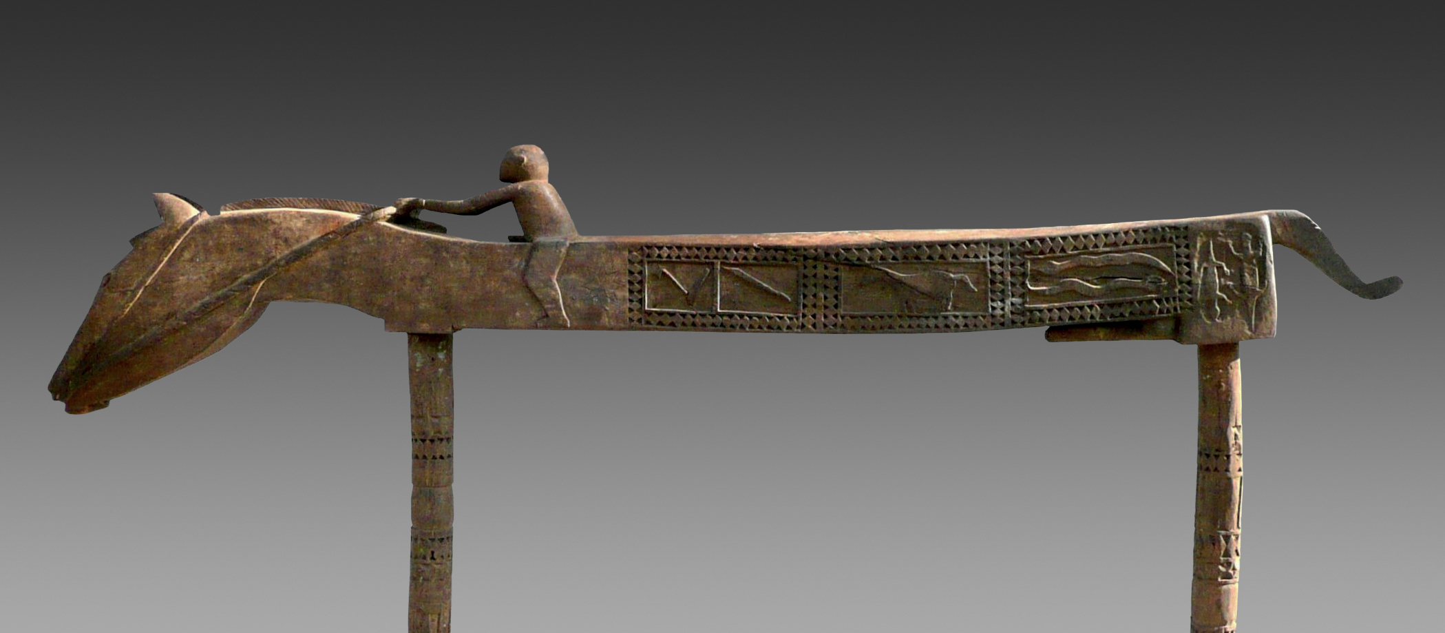 50: Wood Ritual Horse with Rider